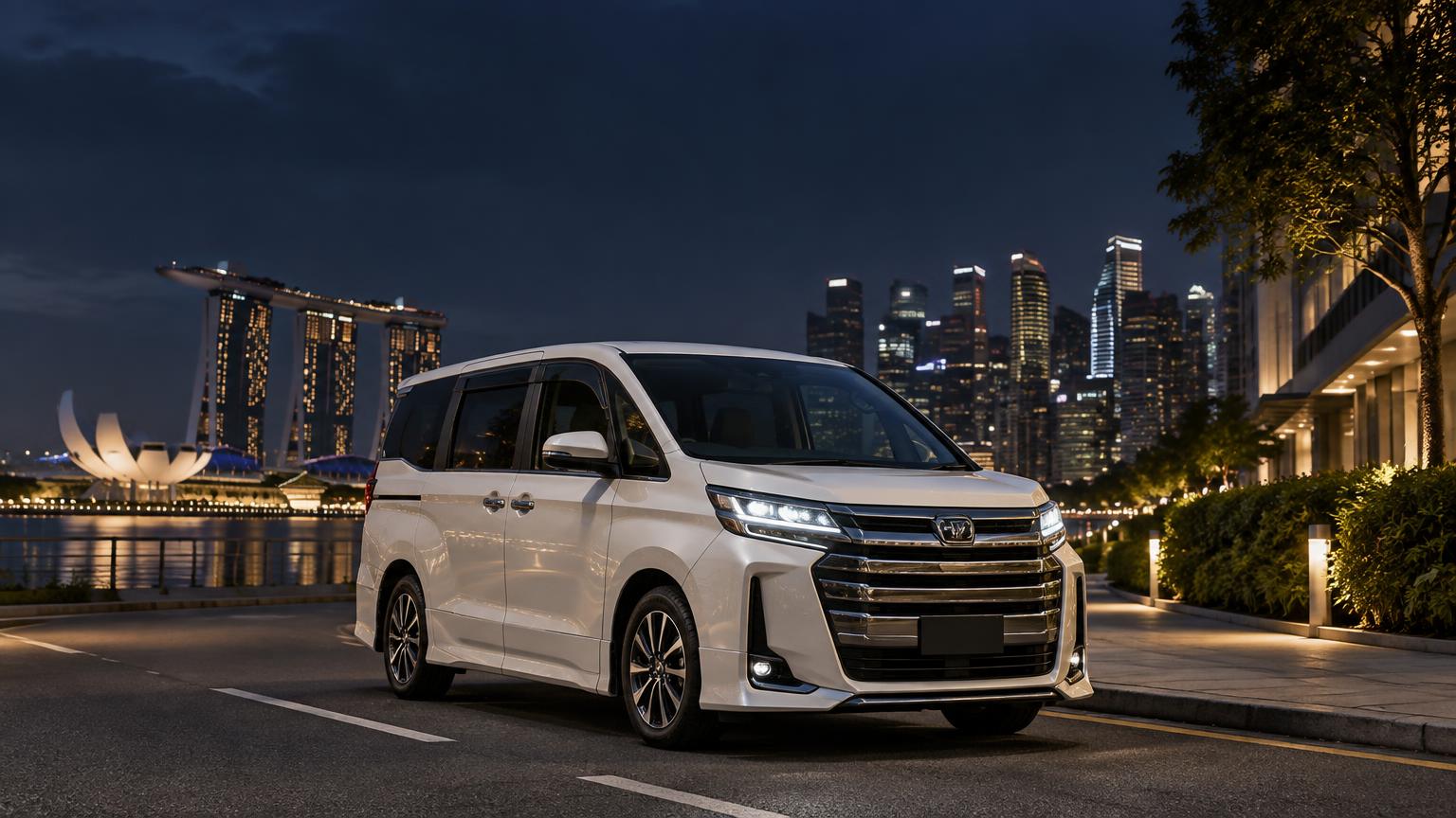 White six-seater private car in Singapore